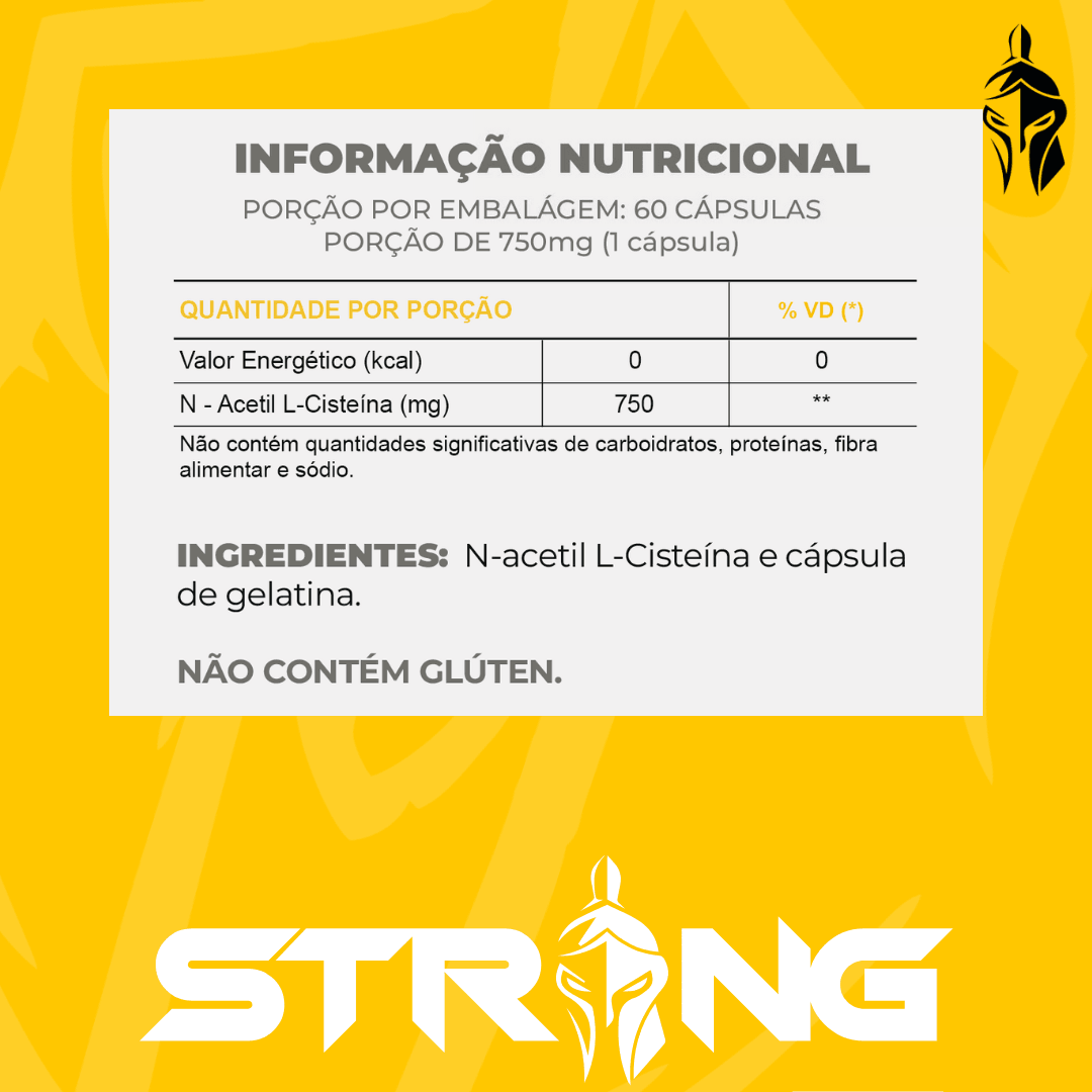 NAC STRONG 60 Cápsulas - Potente Antioxidante e Detox - Strong