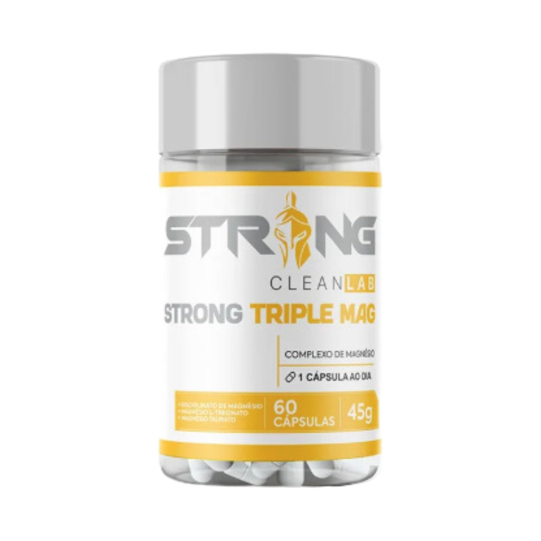 Strong Triple MAG 60 Cápsulas - Magnésio L-Treonato, Bisglicinato e Taurato para Saúde Muscular e Nervosa