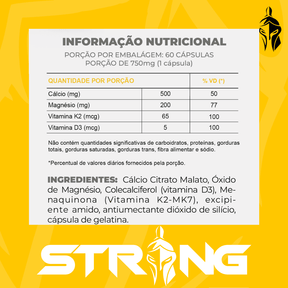 Cálcio MDK 60 Cápsulas - Saúde Óssea e Absorção Otimizada - Strong