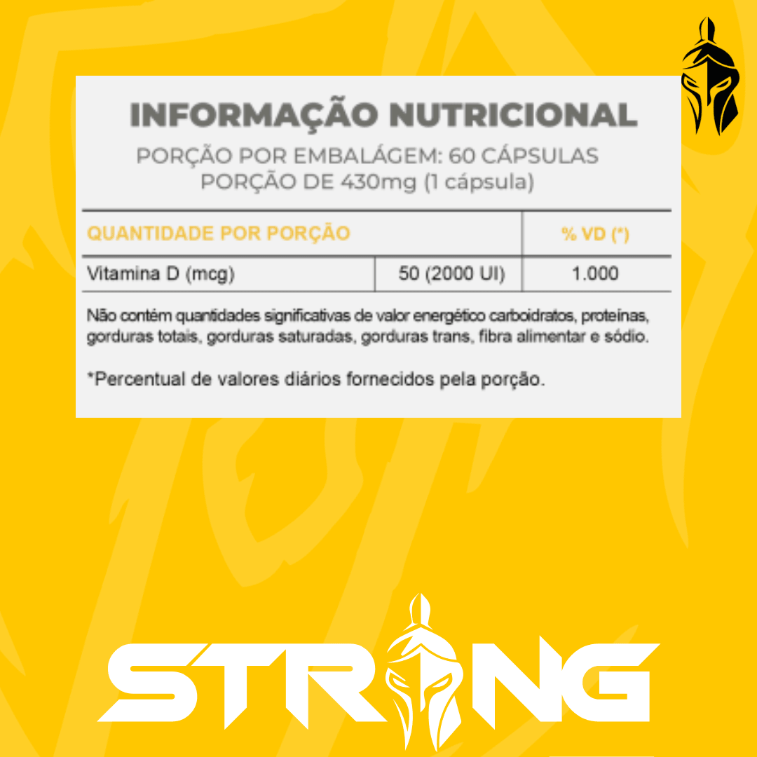 Vitamina D 1000 UI 60 Cápsulas - Imunidade, Saúde Óssea e Muscular