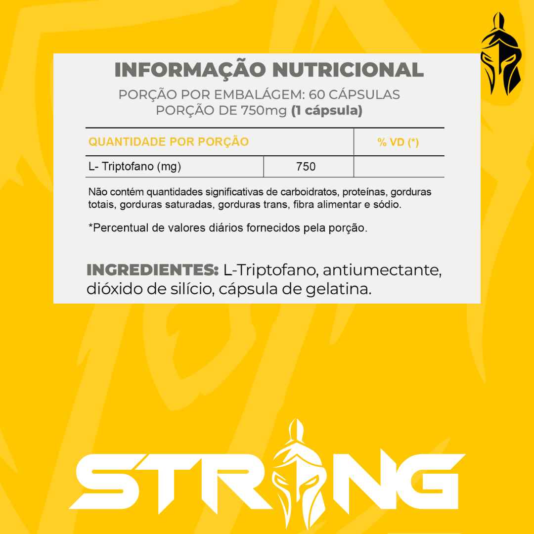 Strong Triptofano 60 Cápsulas - Equilíbrio Emocional, Melhora do Sono e Saúde Mental - Strong