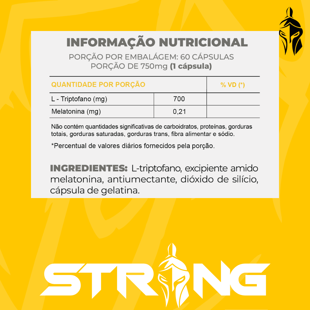 Melatonina + L-Triptofano 60 Cápsulas - Sono Profundo e Bem-Estar - Strong