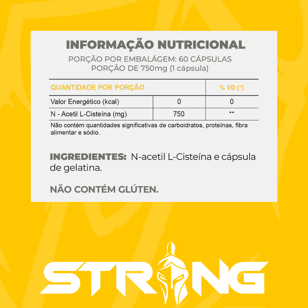 NAC STRONG 60 Cápsulas - Potente Antioxidante e Detox