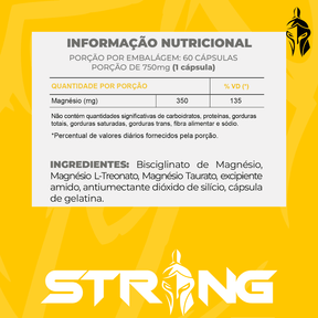 Strong Triple MAG 60 Cápsulas - Magnésio L-Treonato, Bisglicinato e Taurato para Saúde Muscular e Nervosa - Strong