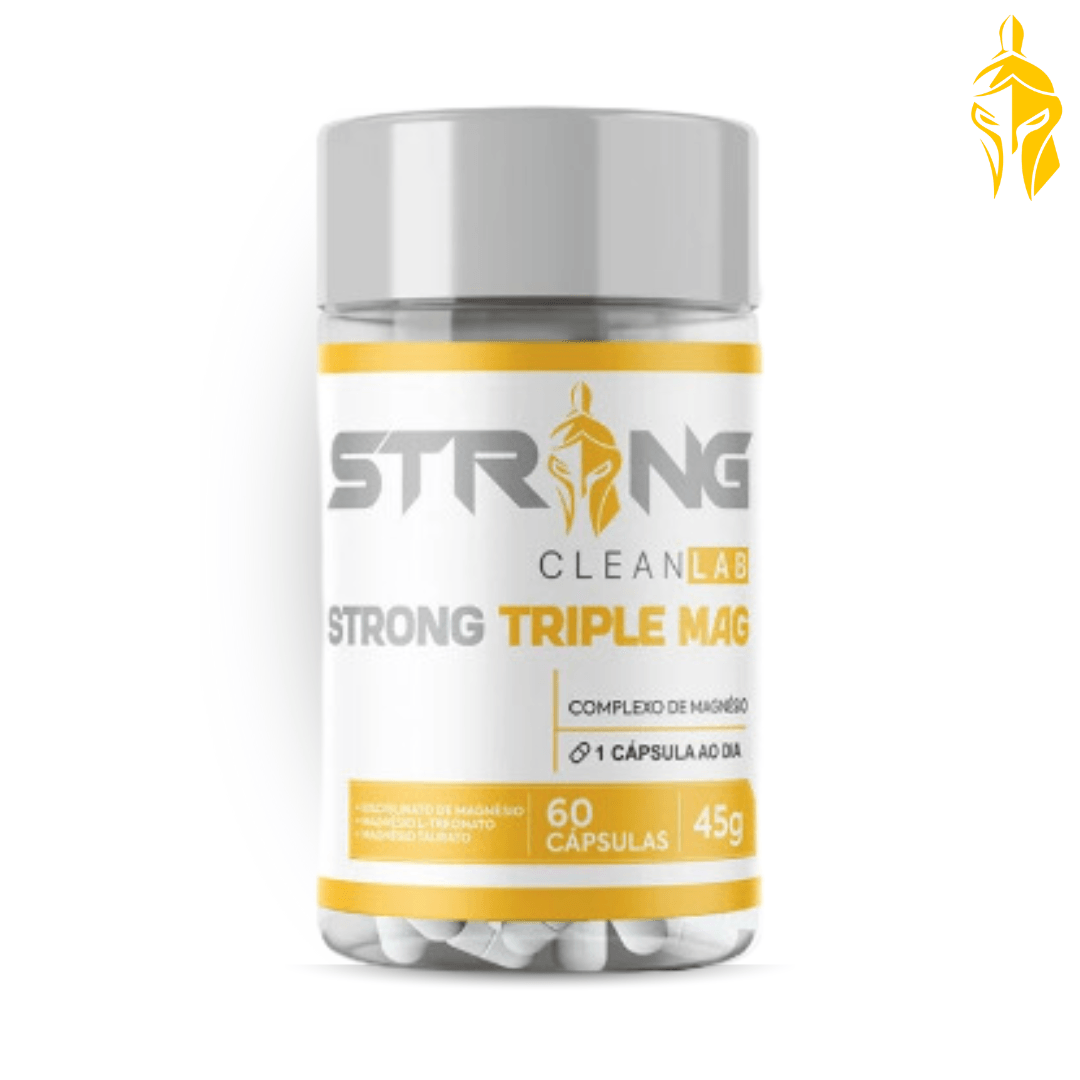 Strong Triple MAG 60 Cápsulas - Magnésio L-Treonato, Bisglicinato e Taurato para Saúde Muscular e Nervosa - Strong